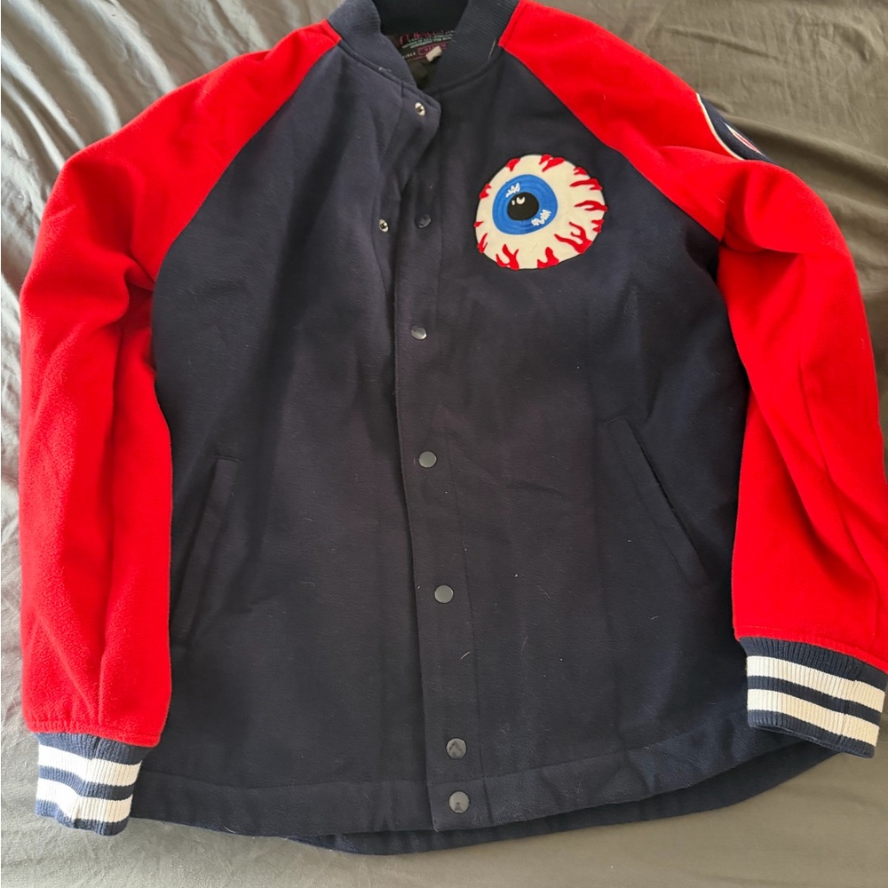 Mishka Navy Red Varsity Bomber Jacket - Quilted Interior - Size Medium